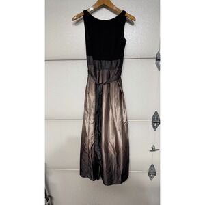 SLNY Black Brown Sleeveless Maxi Dress Ombre Tie Waist Evening Size 10